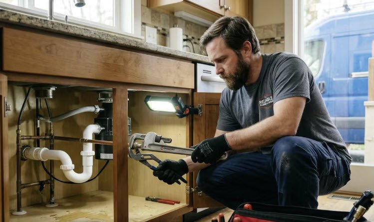 Plumber at work